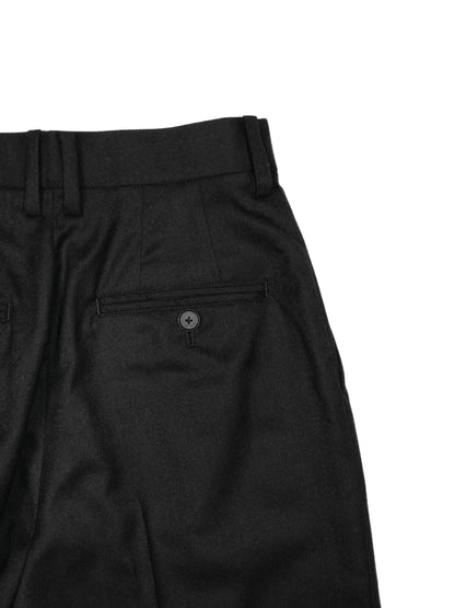 Super130's WORSTED WOOL LIGHT MILLED SLACKS for WOMEN｜TOP BLACK