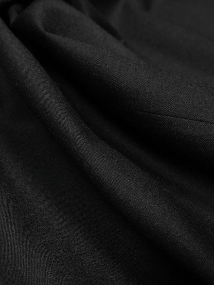 Super130's WORSTED WOOL LIGHT MILLED SLACKS for WOMEN｜TOP BLACK