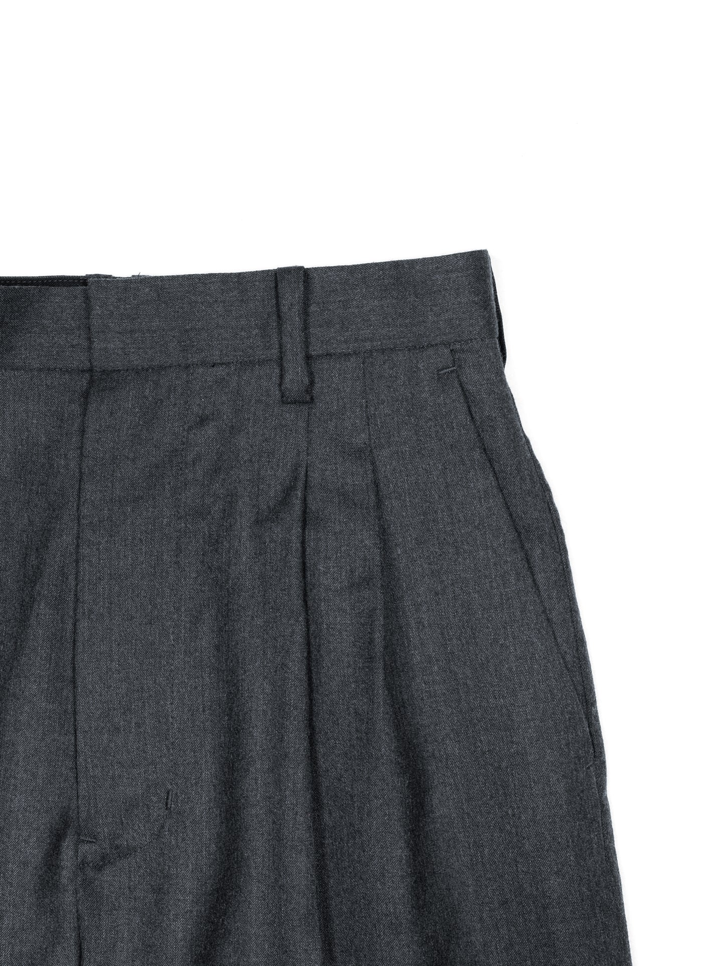 Super130's WORSTED WOOL LIGHT MILLED SLACKS for WOMEN｜TOP GRAY