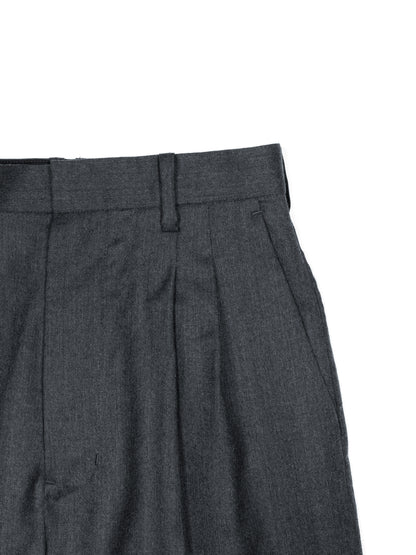 Super130's WORSTED WOOL LIGHT MILLED SLACKS for WOMEN｜TOP GRAY