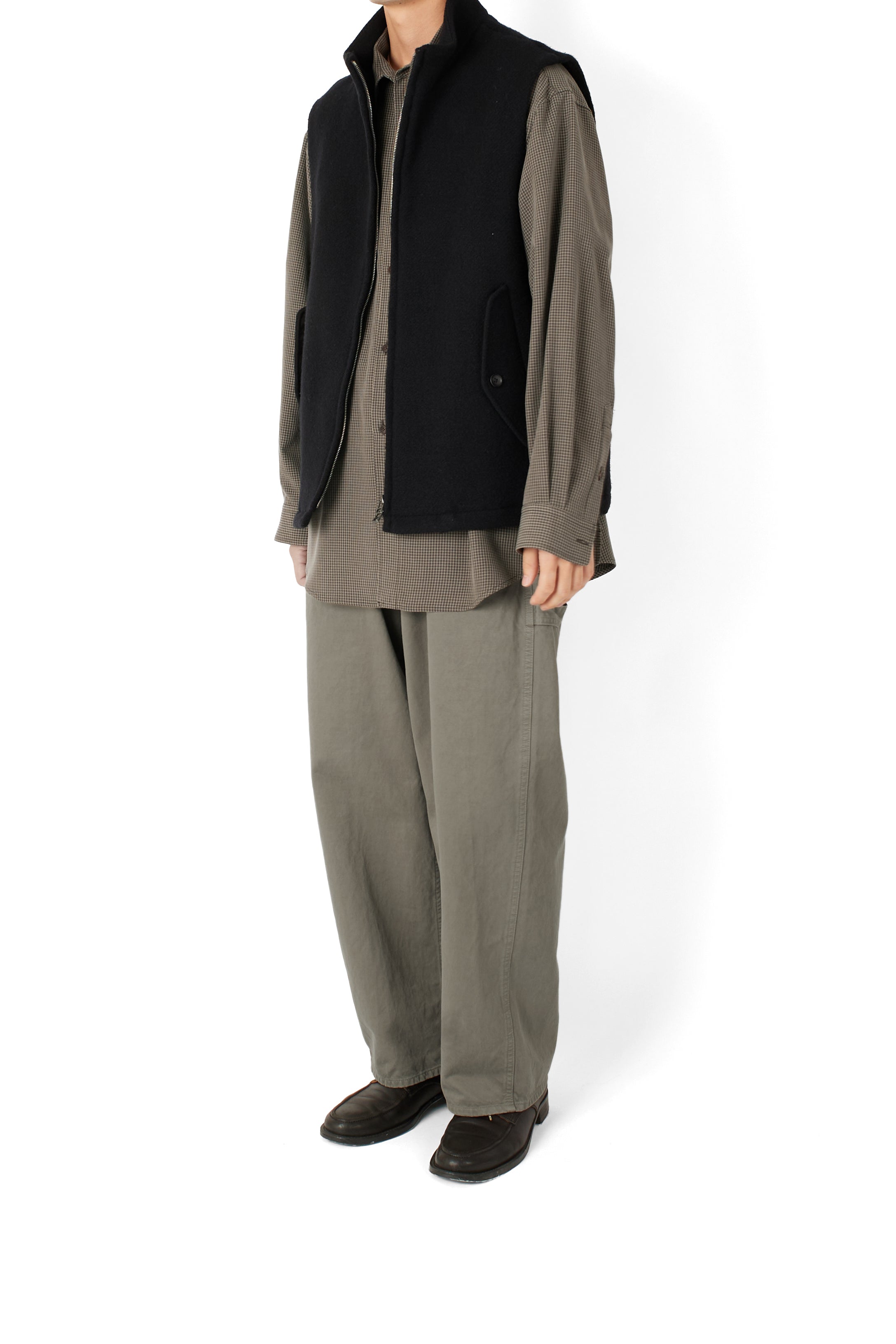 Super140's WOOL /LINEN TWISTED TWEED VEST｜BLACK – Cornier