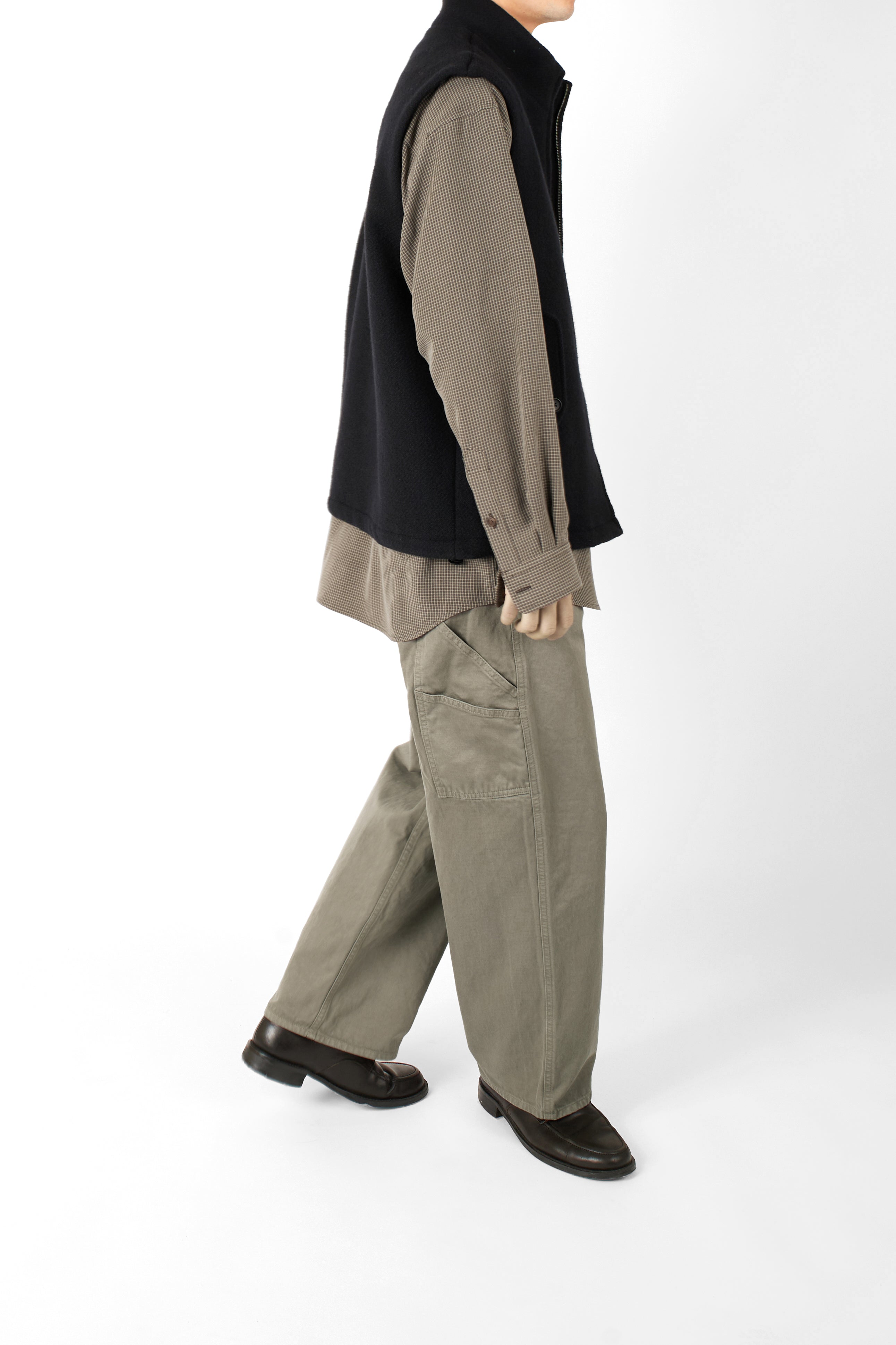 Super140's WOOL /LINEN TWISTED TWEED VEST｜BLACK – Cornier