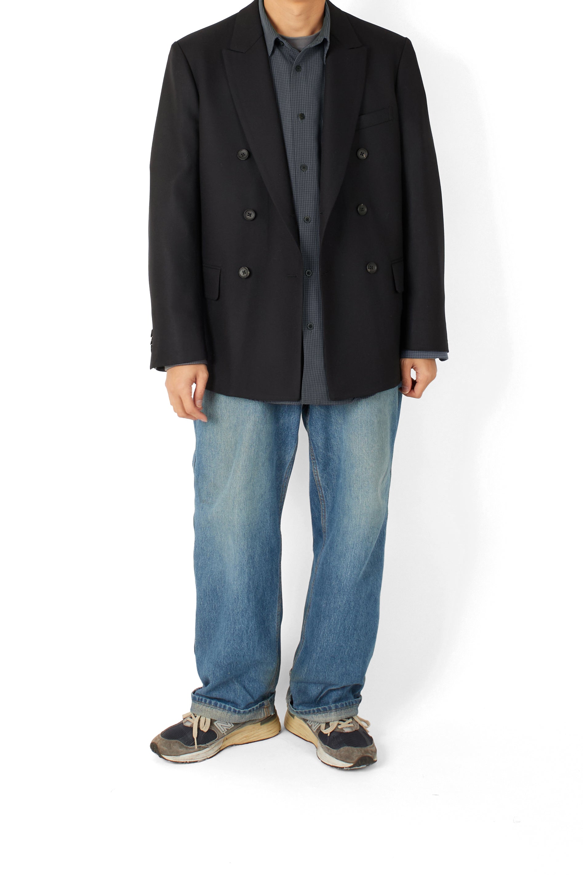 Cornier DOUBLE BREASTED JACKET Sサイズ Super140's WOOL MAT DOUBLE BREASTED JACKET｜BLACK – Cornier