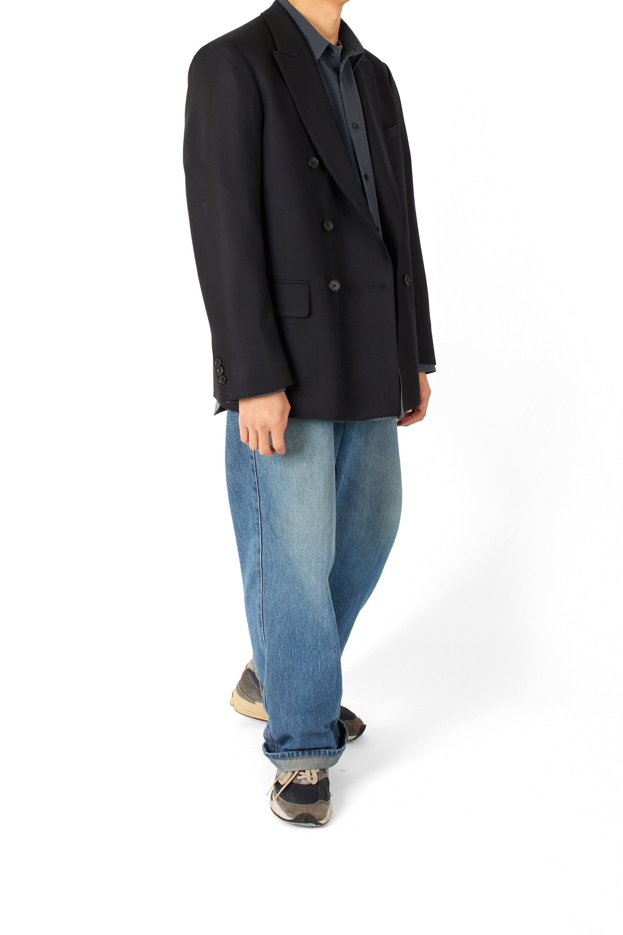 Super140's WOOL MAT DOUBLE BREASTED JACKET｜BLACK – Cornier