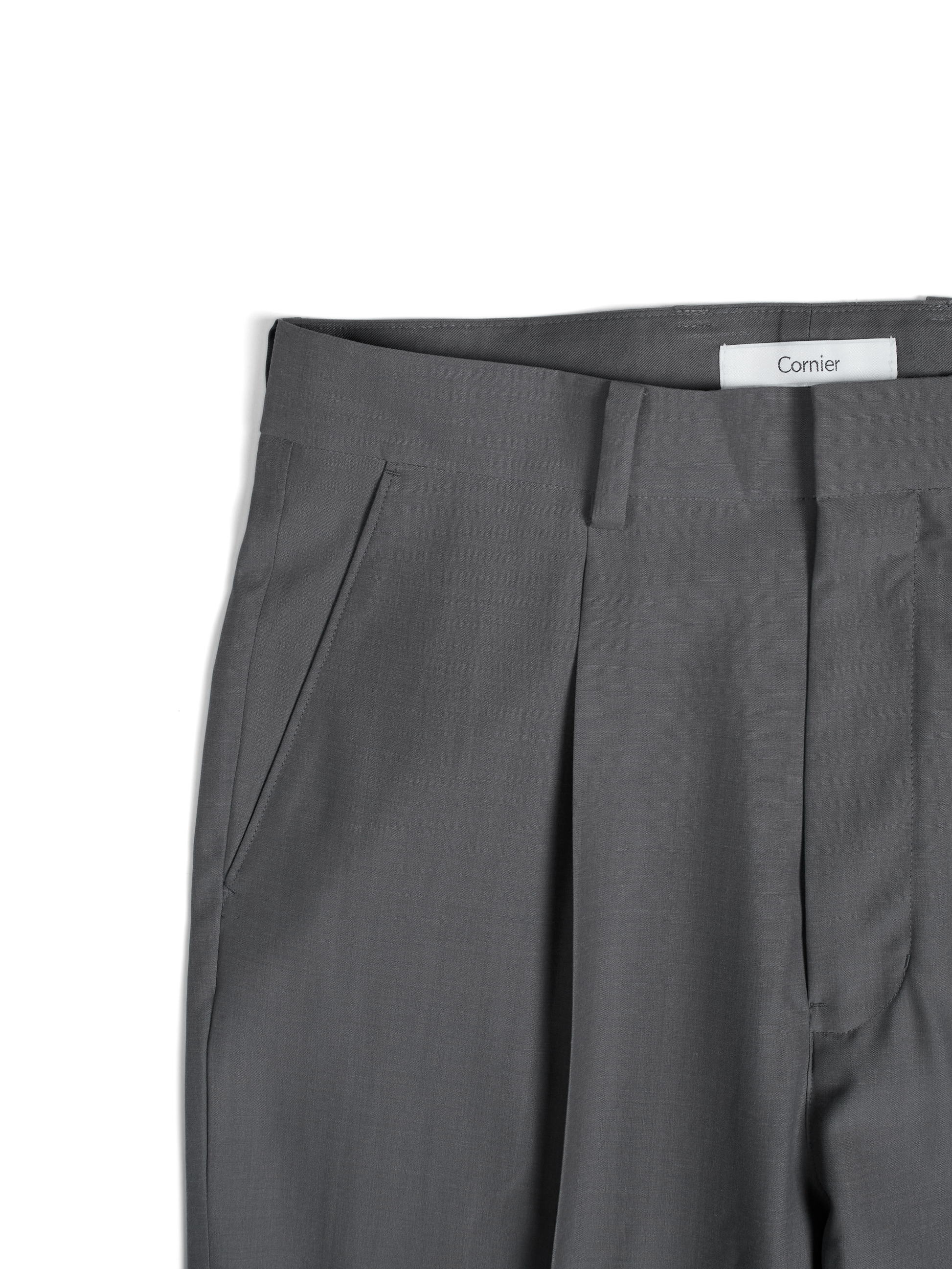 Super130's WORSTED WOOL TROPICAL SLACKS|LIGHT GRAY – Cornier Super130's WORSTED WOOL TROPICAL SLACKS|LIGHT GRAY – Cornier