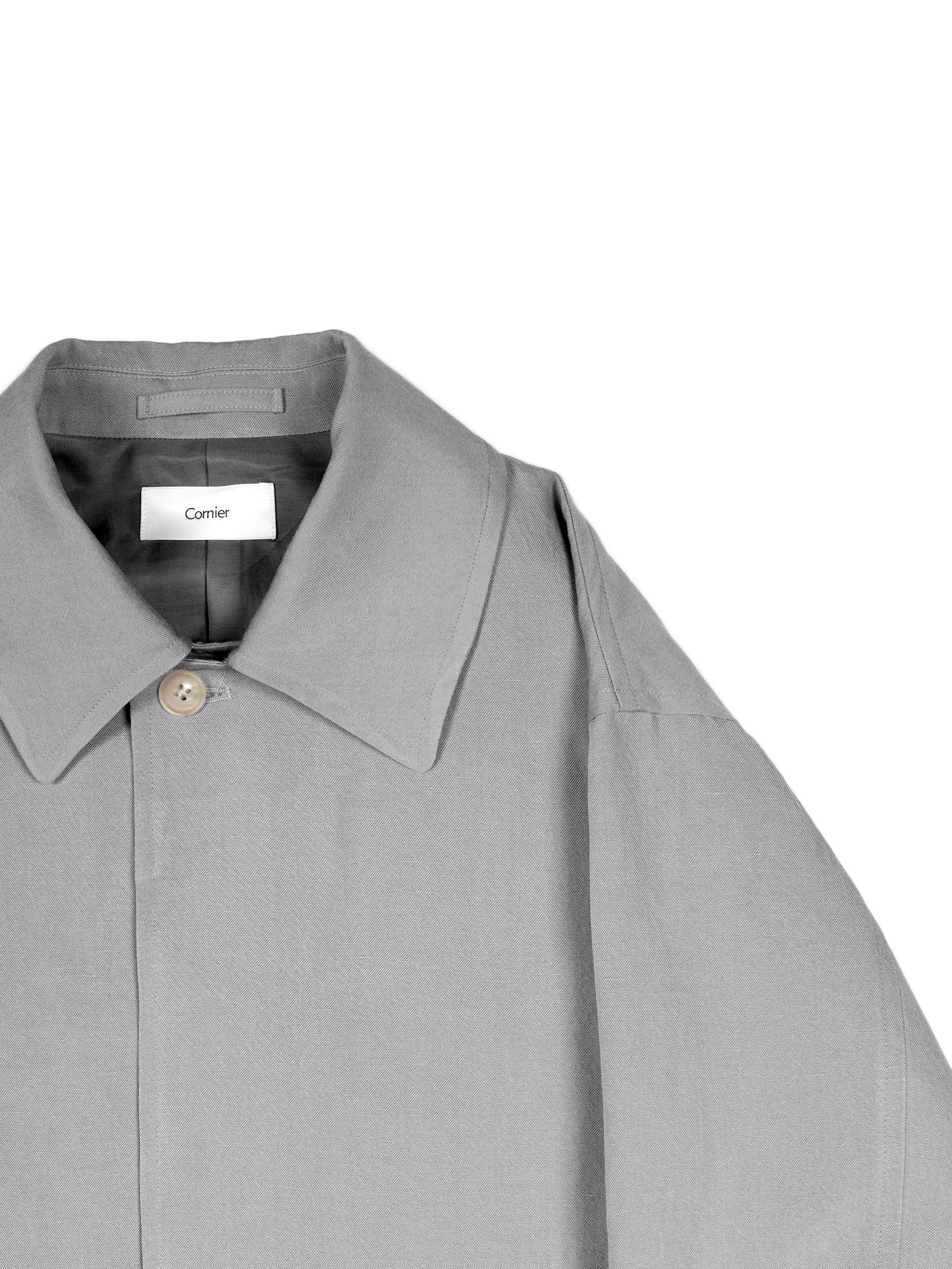 SILK/LINEN FADED GABARDINE BALMACAAN COAT|ICE GRAY – Cornier SILK/LINEN FADED GABARDINE BALMACAAN COAT|ICE GRAY – Cornier