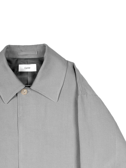 SILK/LINEN FADED GABARDINE BALMACAAN COAT｜ICE GRAY