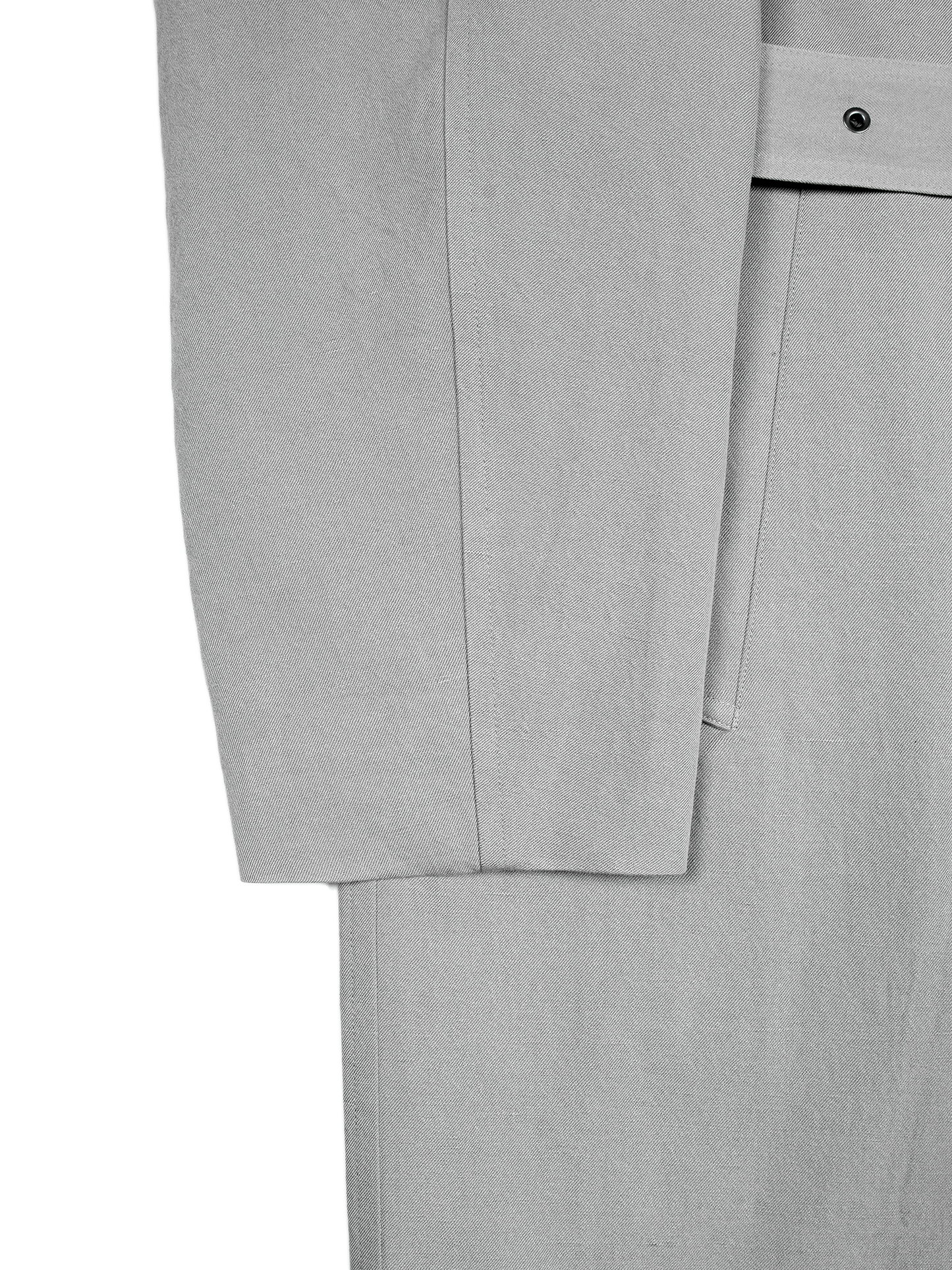 SILK/LINEN FADED GABARDINE BALMACAAN COAT｜ICE GRAY