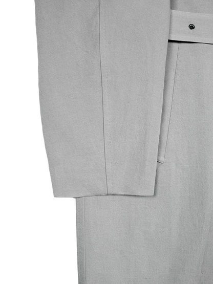 SILK/LINEN FADED GABARDINE BALMACAAN COAT｜ICE GRAY
