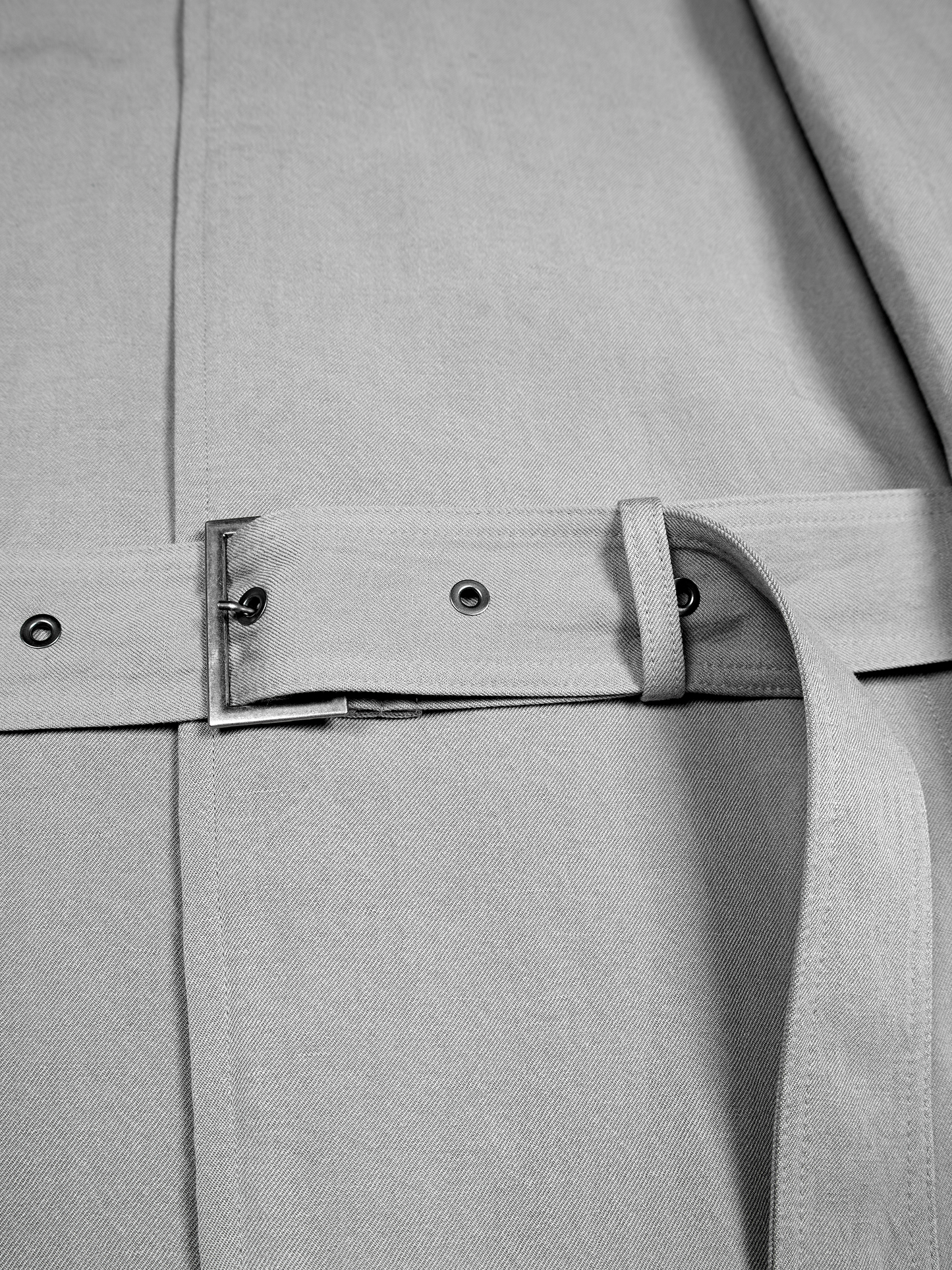 SILK/LINEN FADED GABARDINE BALMACAAN COAT｜ICE GRAY