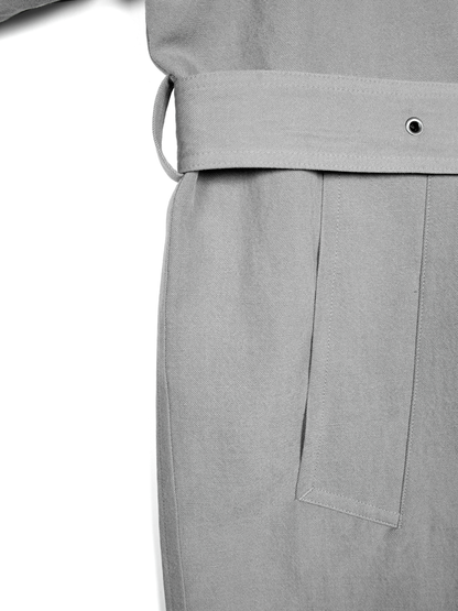 SILK/LINEN FADED GABARDINE BALMACAAN COAT｜ICE GRAY