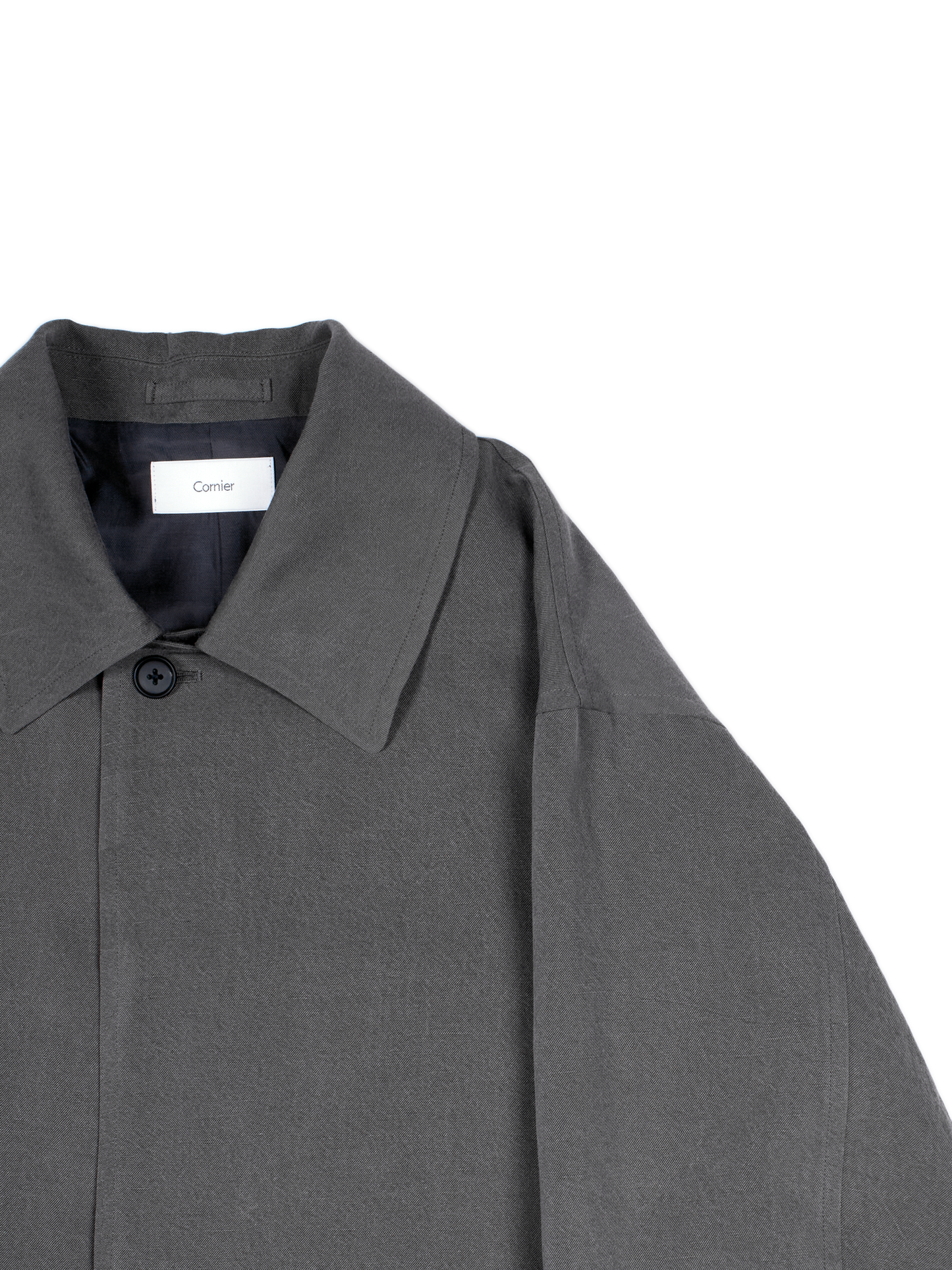 SILK/LINEN FADED GABARDINE BALMACAAN COAT｜HAZE GRAY