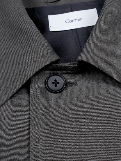 SILK/LINEN FADED GABARDINE BALMACAAN COAT｜HAZE GRAY