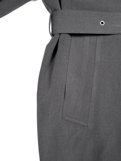 SILK/LINEN FADED GABARDINE BALMACAAN COAT｜HAZE GRAY