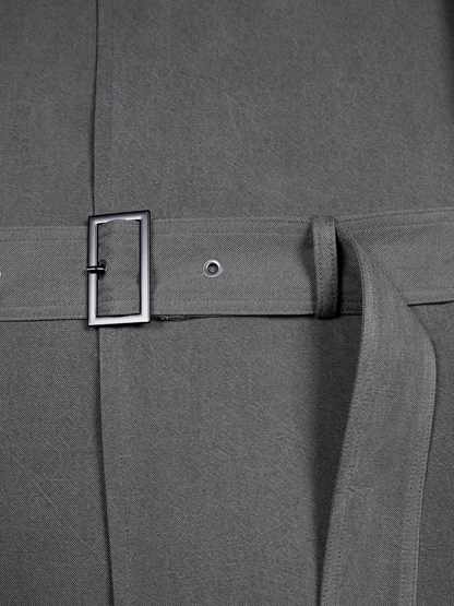 SILK/LINEN FADED GABARDINE BALMACAAN COAT｜HAZE GRAY