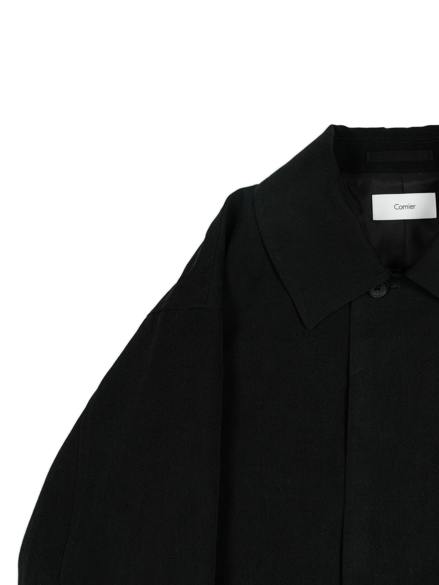 SILK/LINEN FADED GABARDINE BALMACAAN COAT｜BLACK