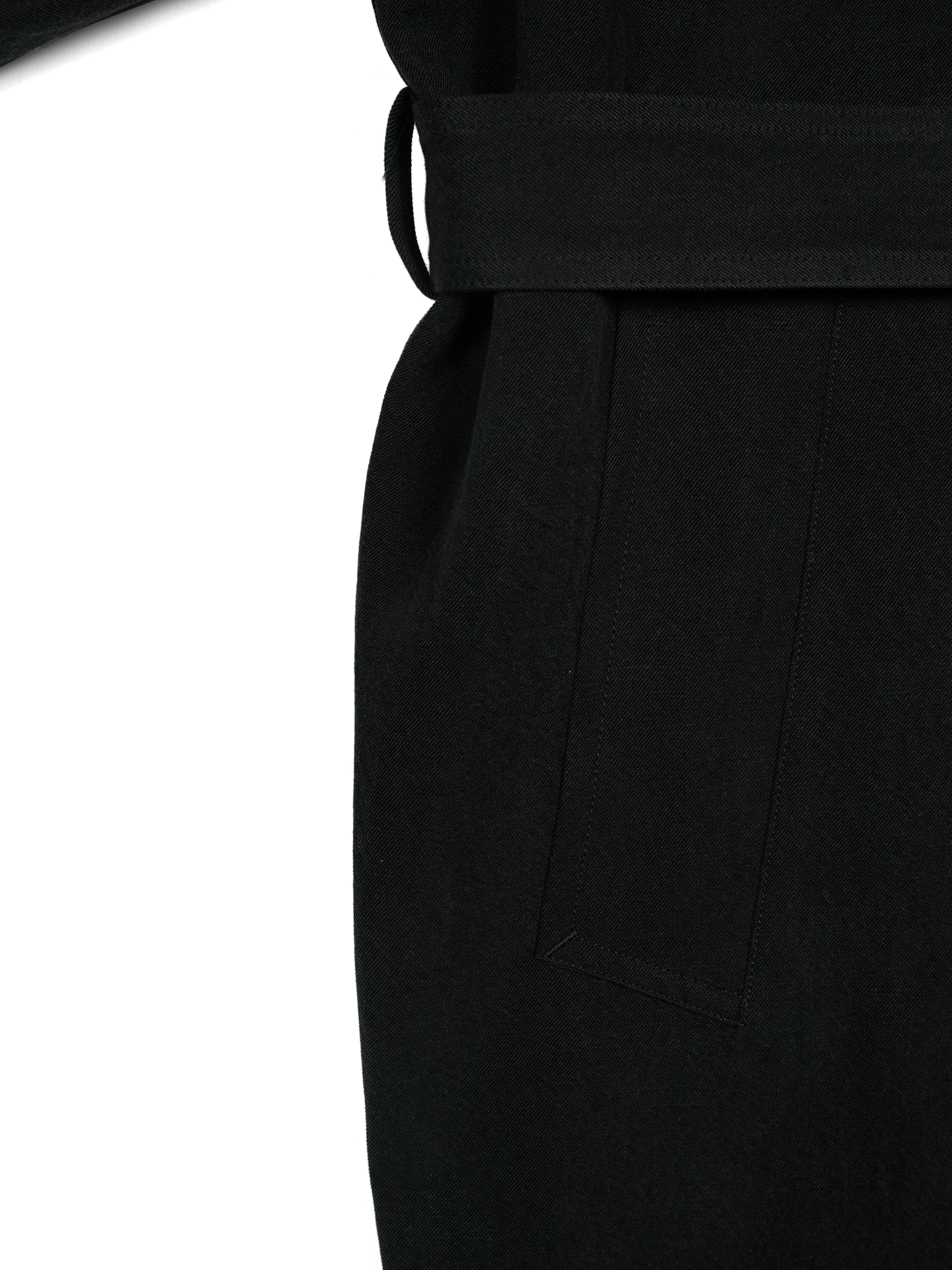 SILK/LINEN FADED GABARDINE BALMACAAN COAT｜BLACK