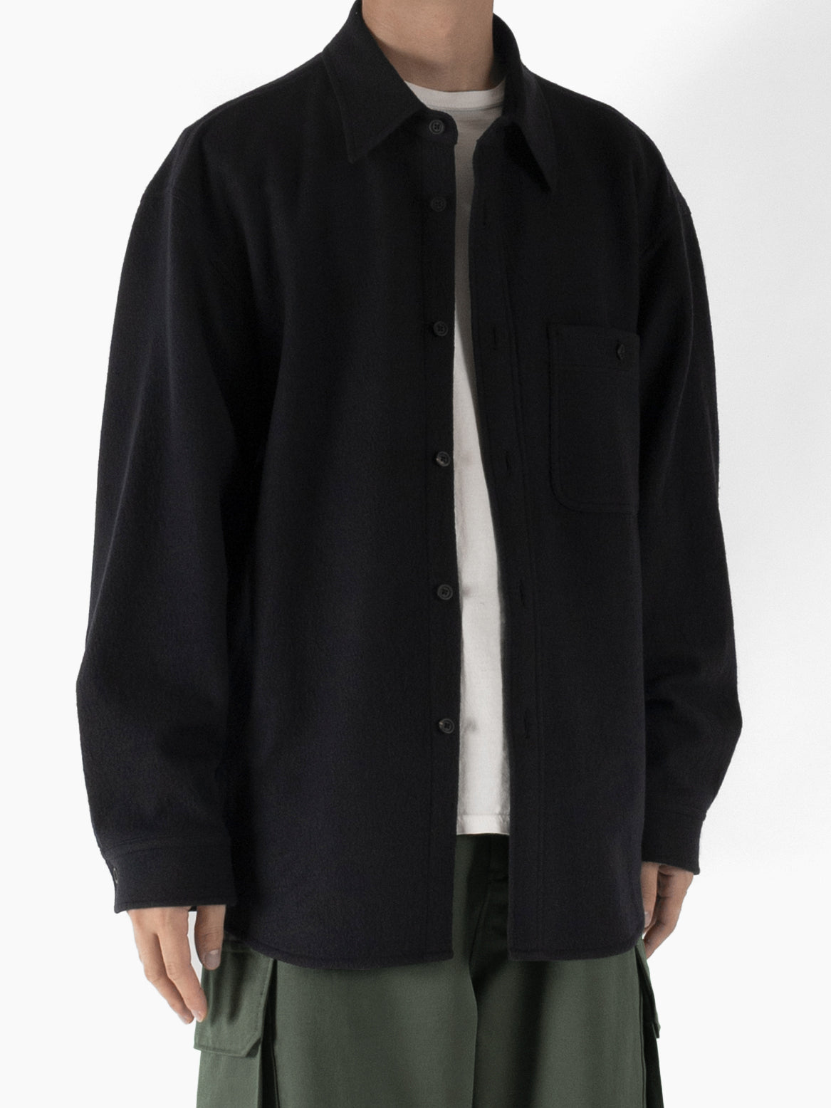 Super160's WOOL CRATER JERSEY SHIRTS｜BLACK – Cornier