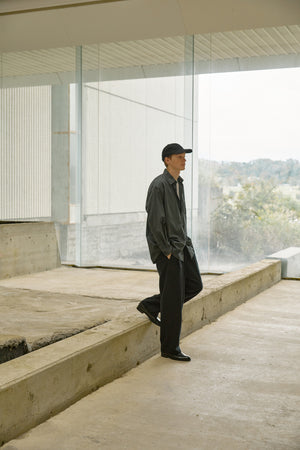 GARMENT DYED FINX COTTON TWILL BIG SHIRTS｜INK BLACK