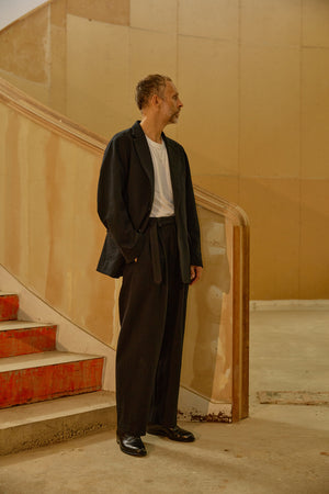 Super140's WOOL SILK NEP OVERSIZED JACKET｜BLACK