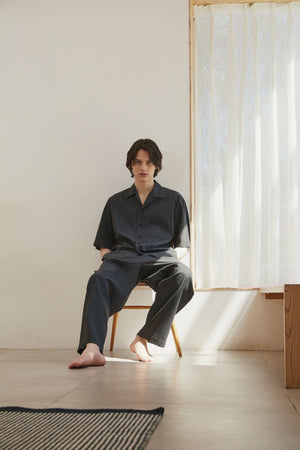 Super160's WOOL/PAPER EASY PANTS｜BLACK