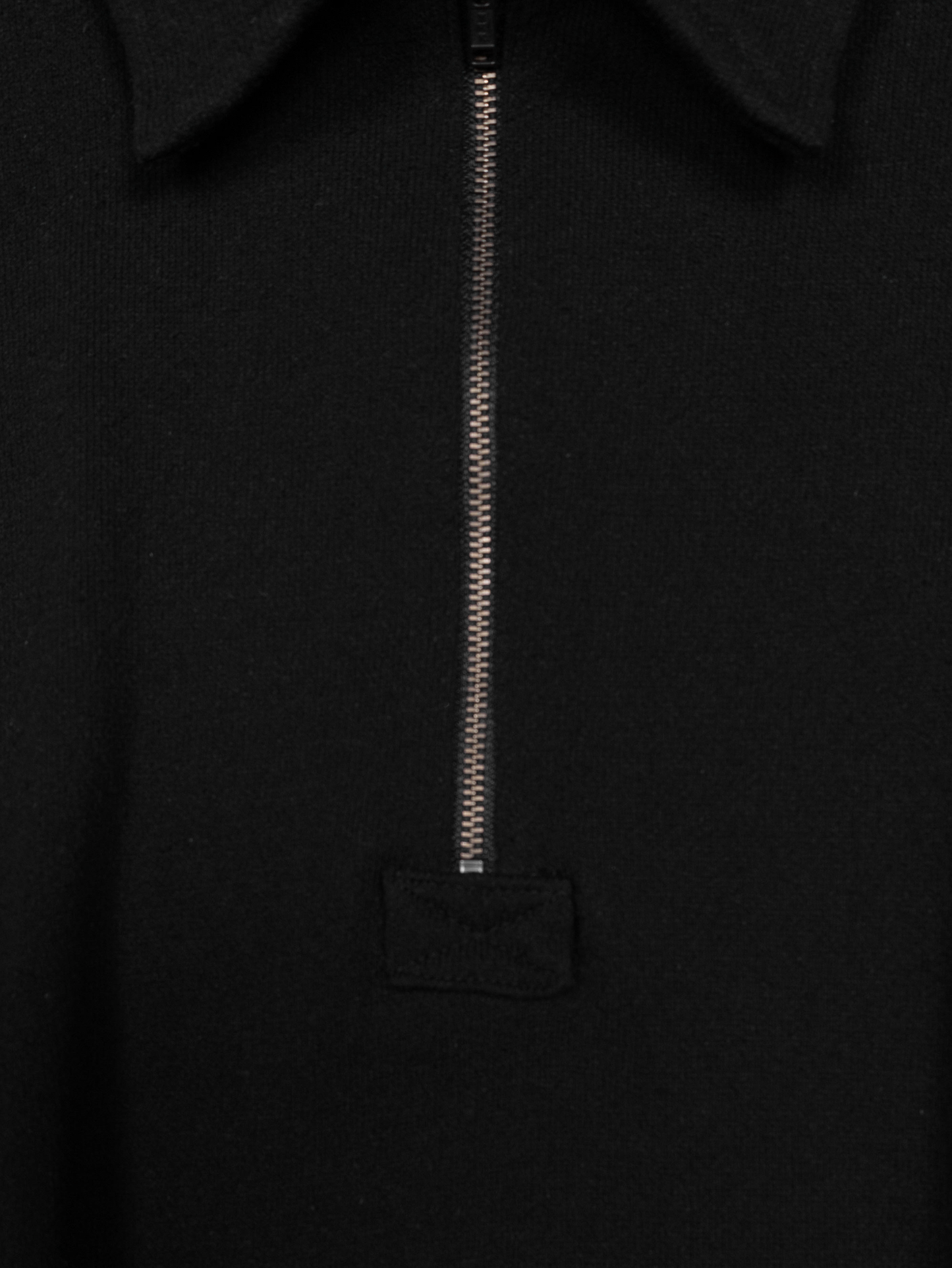 SILK/COTTON LOOPBACK FLEECE HALF ZIP SHIRTS｜BLACK