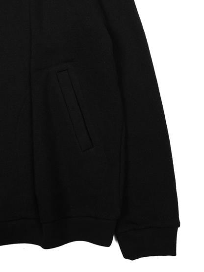 SILK/COTTON LOOPBACK FLEECE HALF ZIP SHIRTS｜BLACK