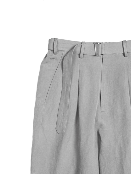 SILK/LINEN FADED GABARDINE PANTS｜ICE GRAY