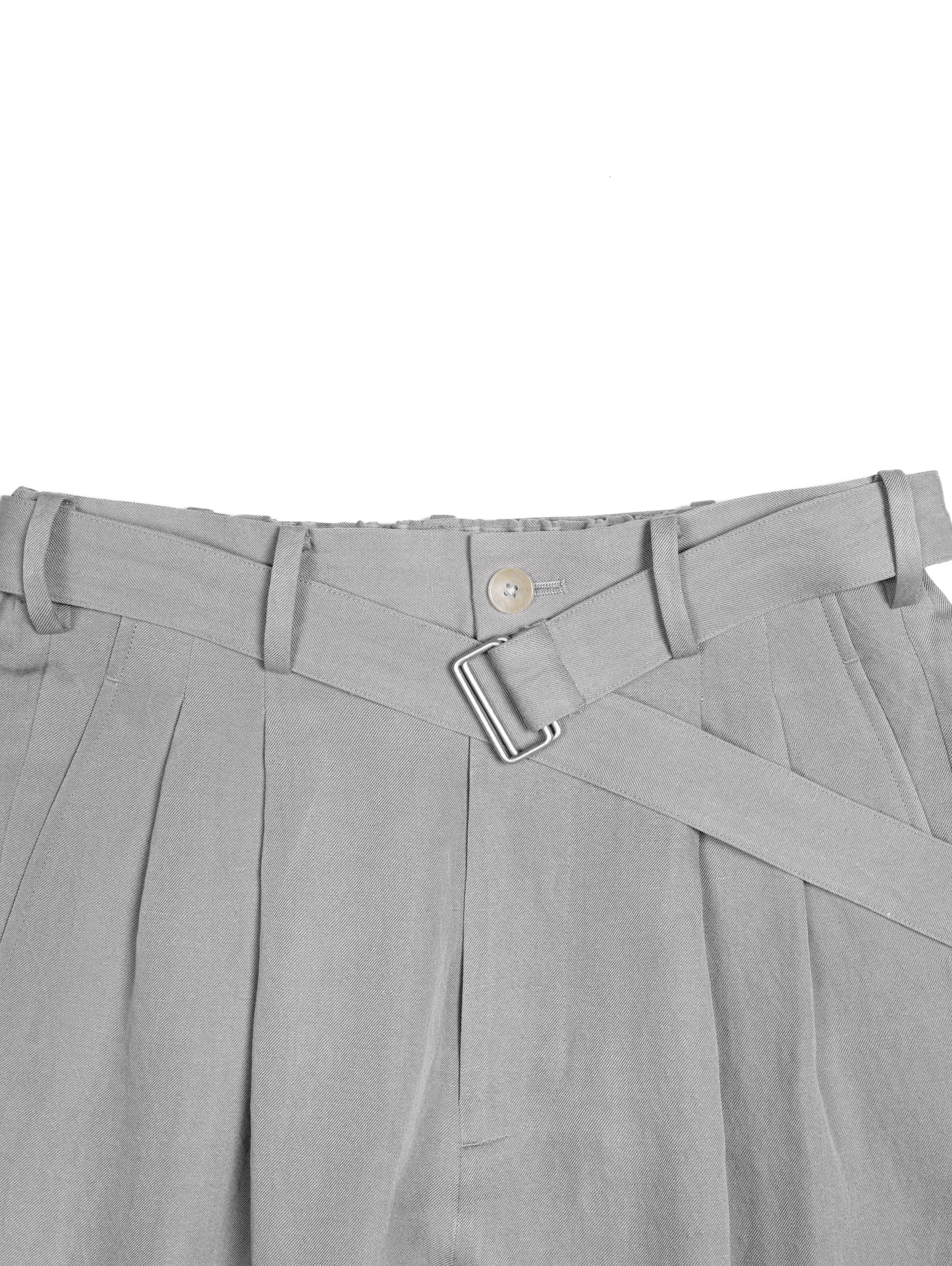 SILK/LINEN FADED GABARDINE PANTS｜ICE GRAY