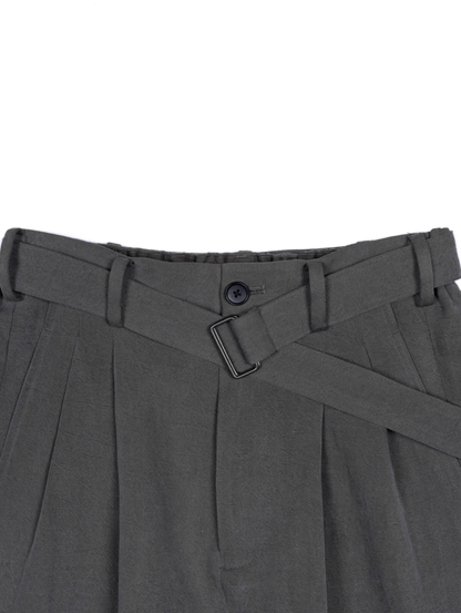 SILK/LINEN FADED GABARDINE PANTS｜HAZE GRAY
