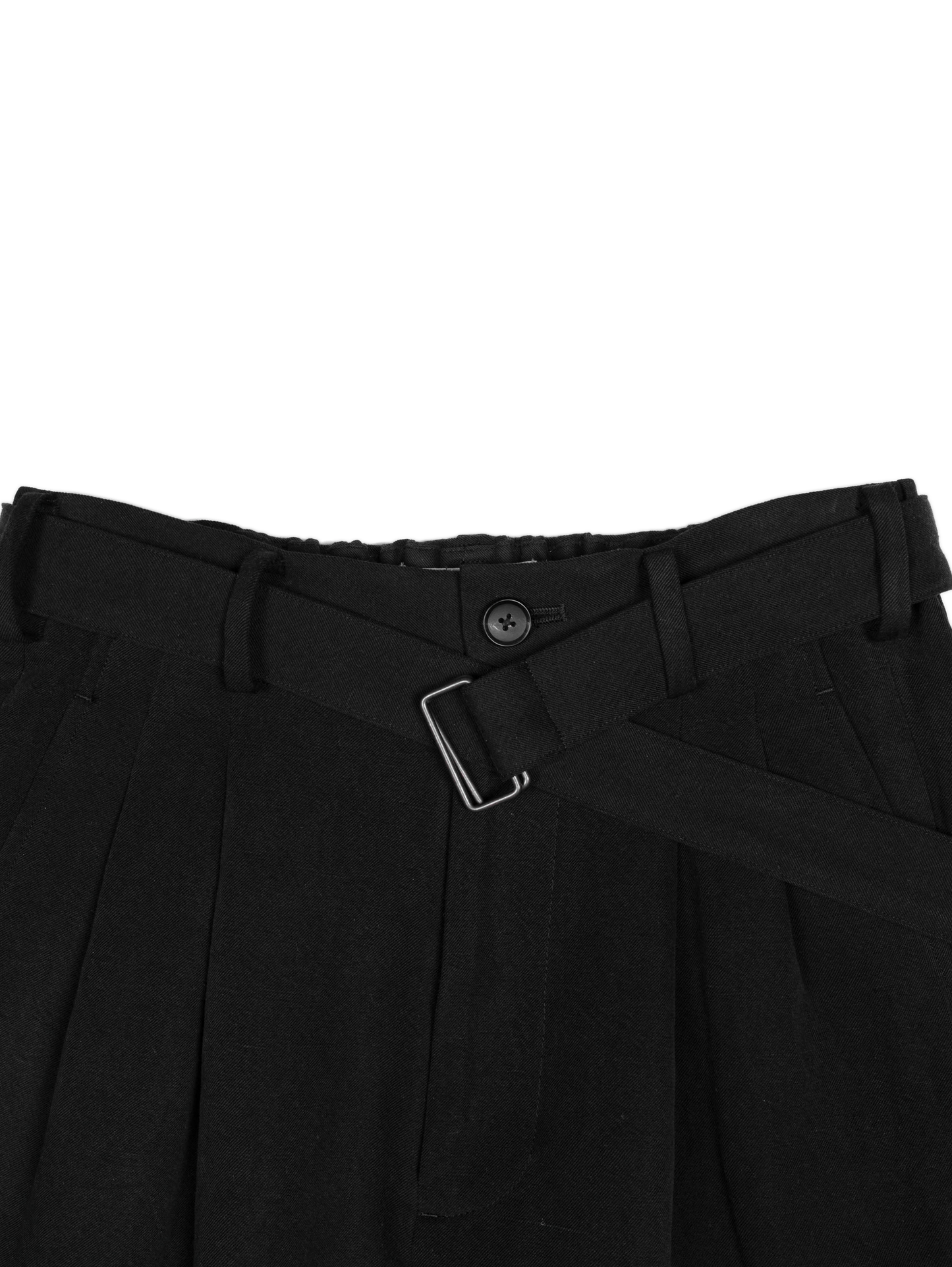 SILK/LINEN FADED GABARDINE PANTS｜BLACK