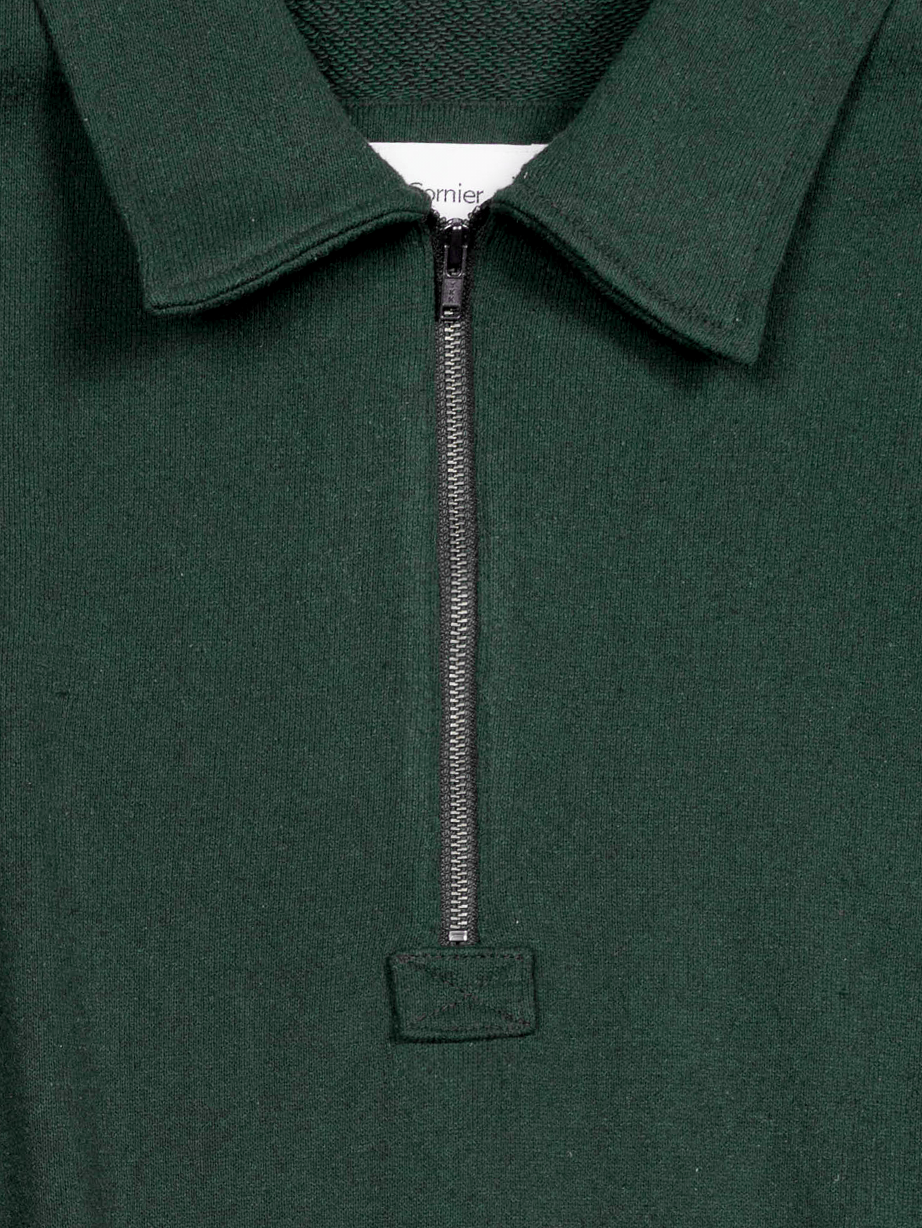 SILK/COTTON LOOPBACK FLEECE HALF ZIP SHIRTS｜GREEN