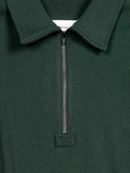 SILK/COTTON LOOPBACK FLEECE HALF ZIP SHIRTS｜GREEN