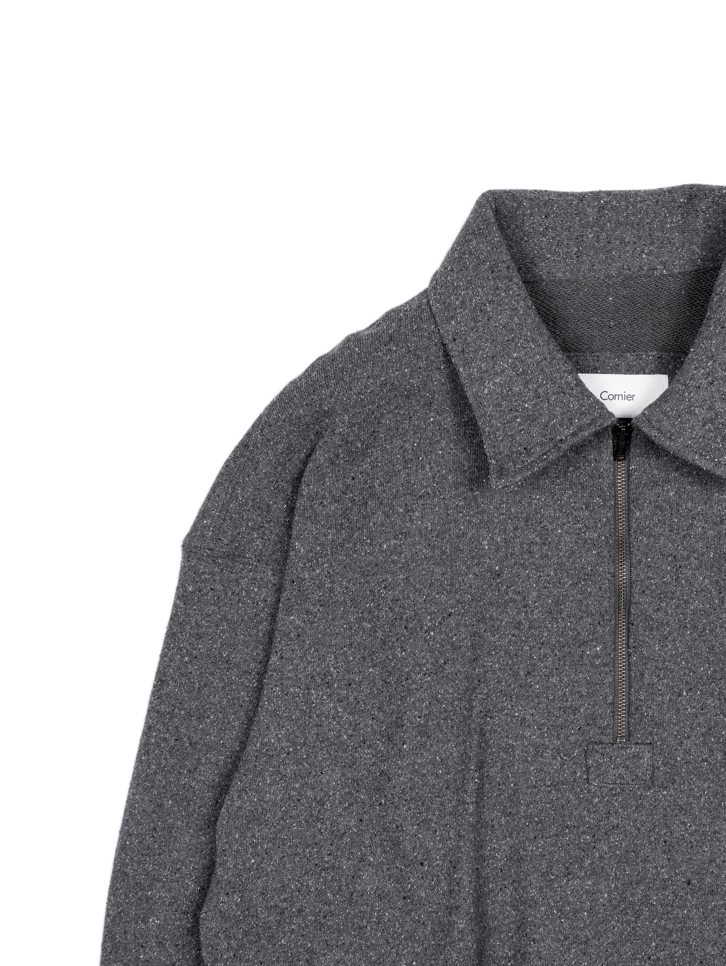 SILK/COTTON LOOPBACK FLEECE HALF ZIP SHIRTS｜TOP GRAY