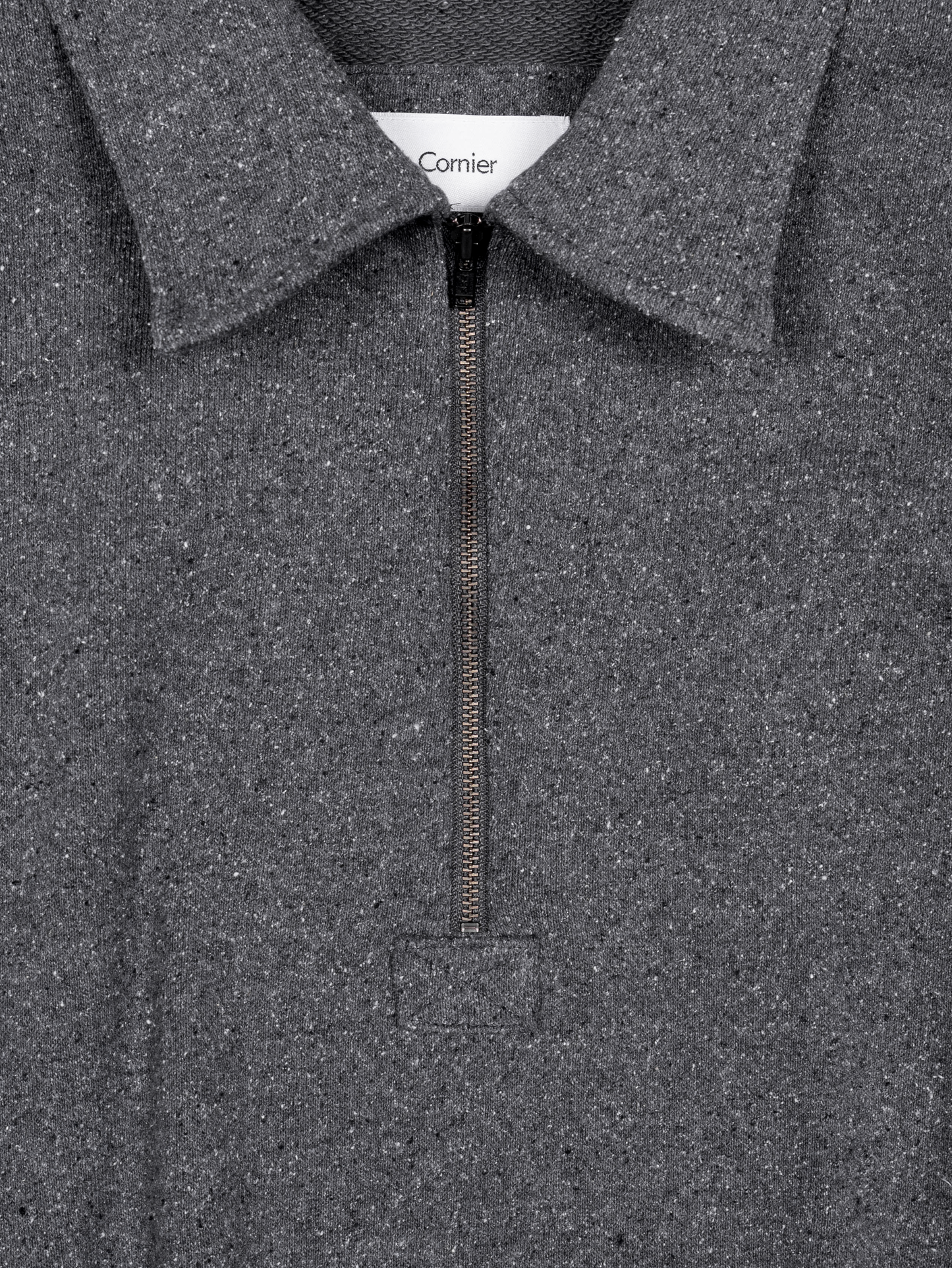 SILK/COTTON LOOPBACK FLEECE HALF ZIP SHIRTS｜TOP GRAY