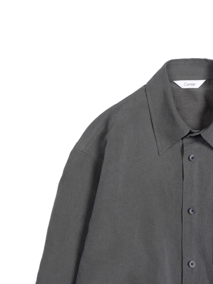 SILK/LINEN FADED GABARDINE SHIRTS｜HAZE GRAY