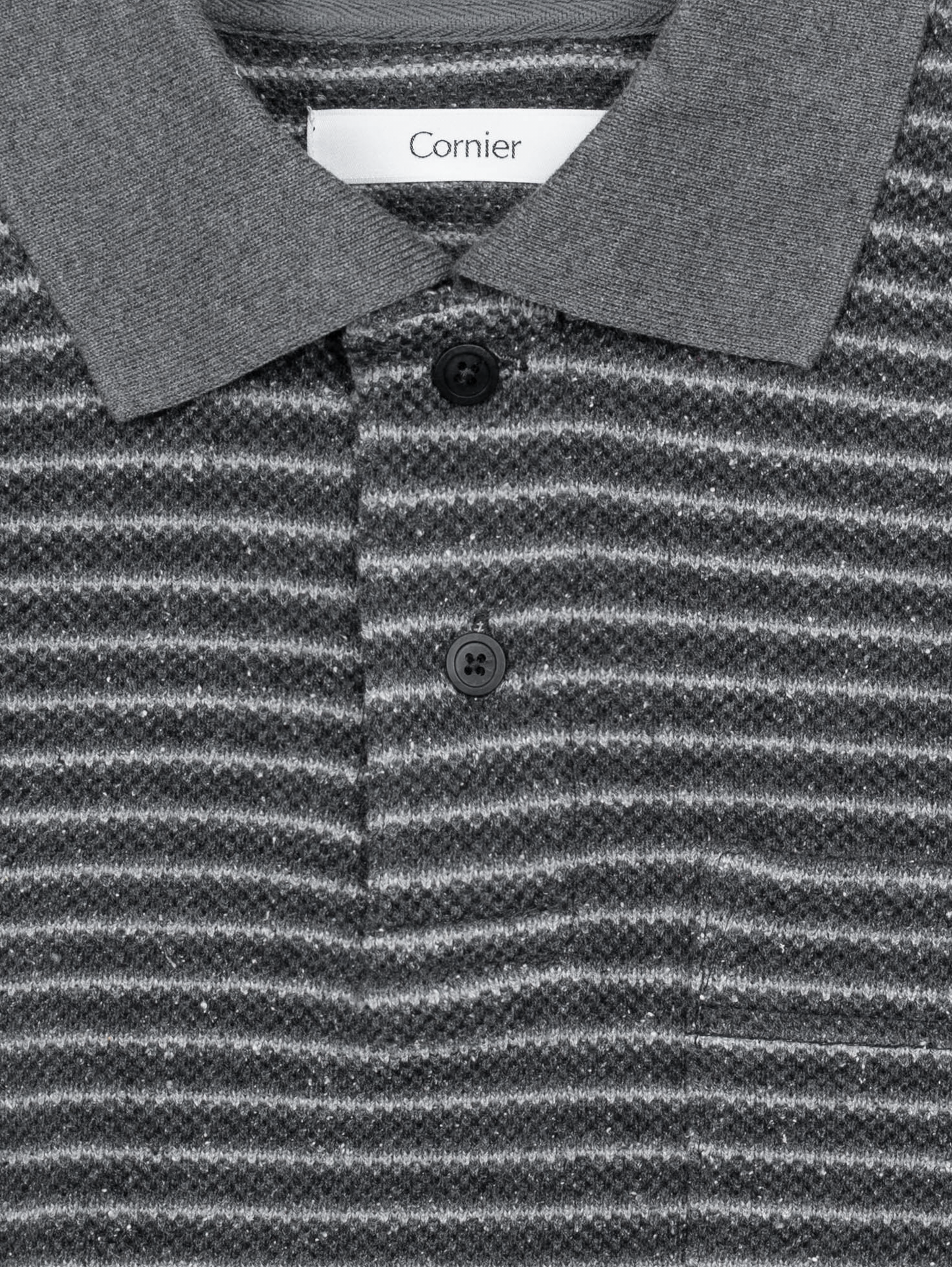 丝绒厚重苔藓缝边POLO衫｜灰色