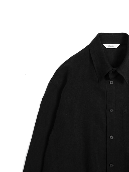 SILK/LINEN FADED GABARDINE SHIRTS｜BLACK