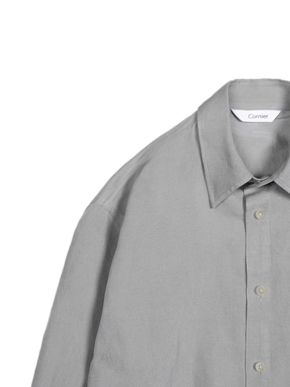 SILK/LINEN FADED GABARDINE SHIRTS｜ICE GRAY