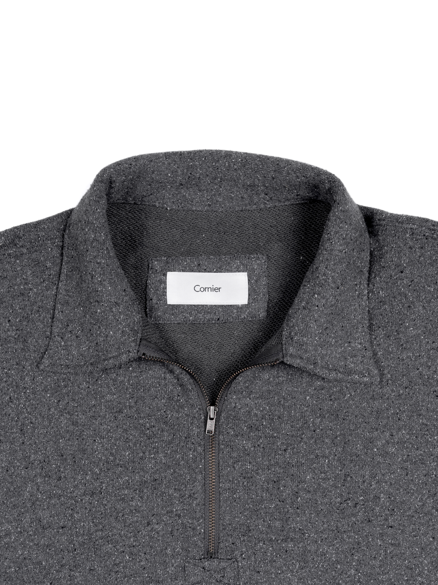 SILK/COTTON LOOPBACK FLEECE HALF ZIP SHIRTS｜TOP GRAY
