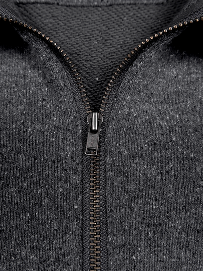 SILK/COTTON LOOPBACK FLEECE HALF ZIP SHIRTS｜TOP GRAY