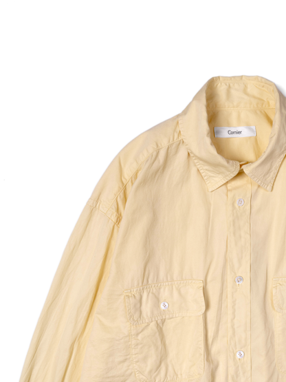 FINX COTTON GARMENT DYED DOUBLE POCKET SHIRTS｜YELLOW