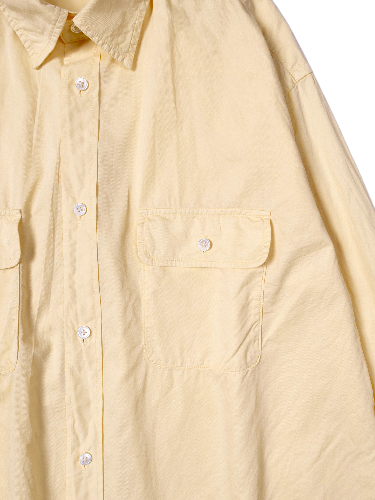 FINX COTTON GARMENT DYED DOUBLE POCKET SHIRTS｜YELLOW
