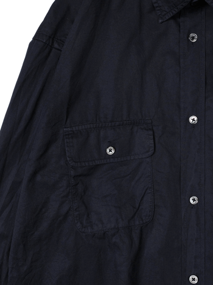 FINX COTTON GARMENT DYED DOUBLE POCKET SHIRTS｜NAVY