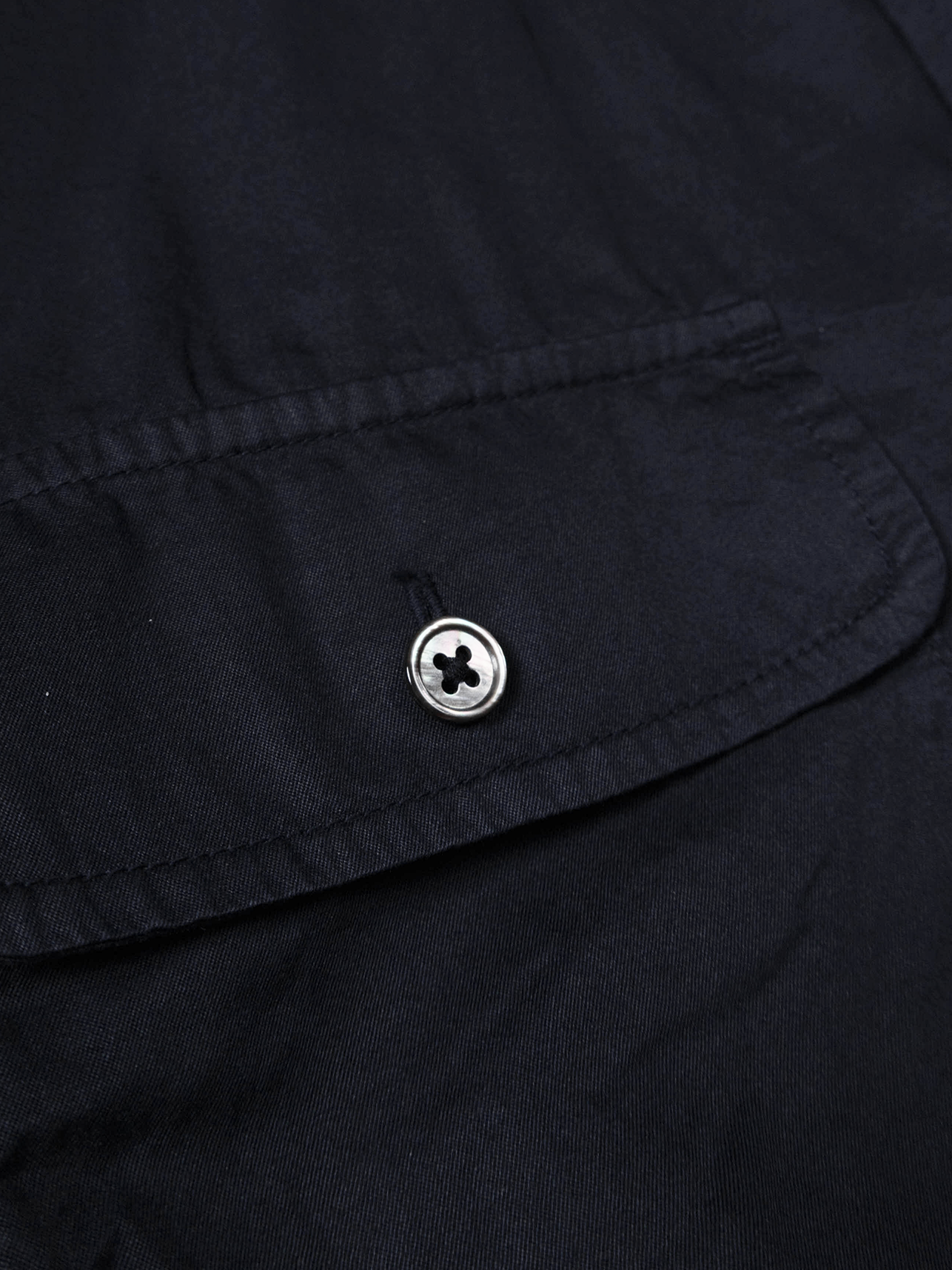 FINX COTTON GARMENT DYED DOUBLE POCKET SHIRTS｜NAVY