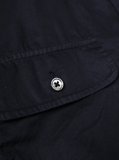 FINX COTTON GARMENT DYED DOUBLE POCKET SHIRTS｜NAVY