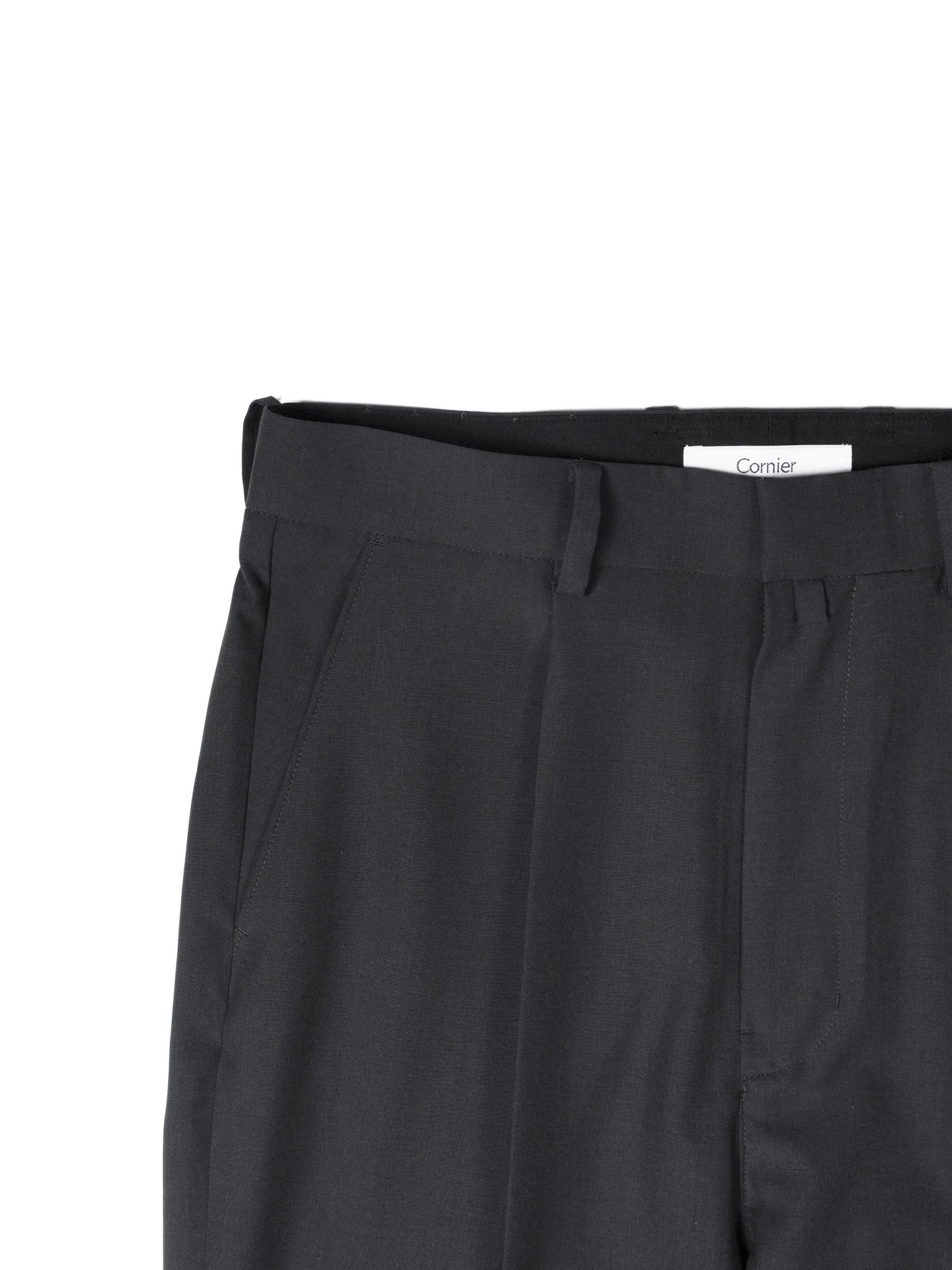 Super130's WORSTED WOOL TROPICAL STRAIGHT SLACKS｜CHARCOAL