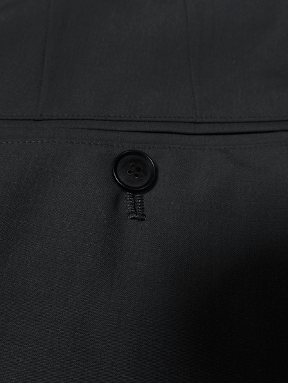 Super130's WORSTED WOOL TROPICAL STRAIGHT SLACKS｜CHARCOAL