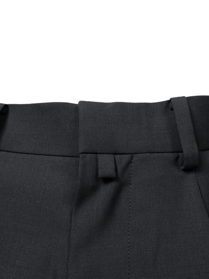 Super130's WORSTED WOOL TROPICAL STRAIGHT SLACKS｜CHARCOAL