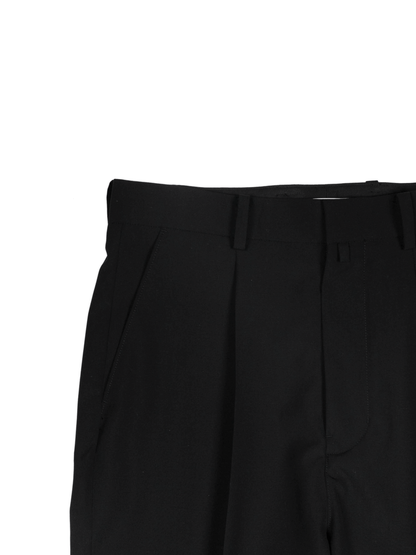 Super130's WORSTED WOOL TROPICAL STRAIGHT SLACKS｜BLACK